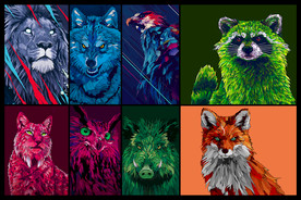 矢量时尚手绘野兽系列