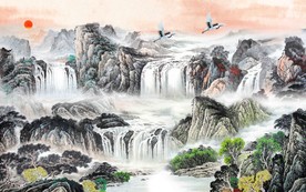 国画山水背景墙