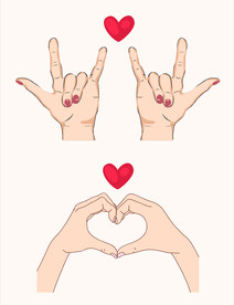 矢量爱心手势金属礼手势