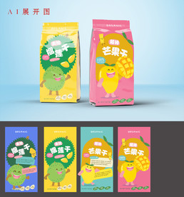 榴莲干 芒果干包装平面图