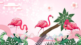火烈鸟背景墙
