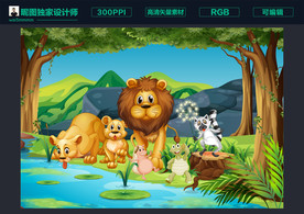 卡通森林动物装饰墙