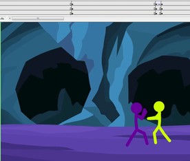 黄紫火柴人打架10秒动画