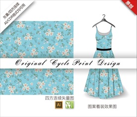 矢量桔梗花朵四方连续