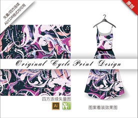 抽象涂鸦四方连续图案