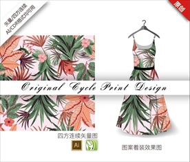 矢量海棠四方连续图案