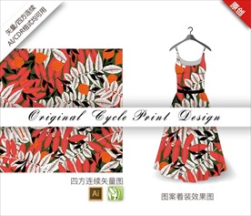 矢量树叶四方连续图案