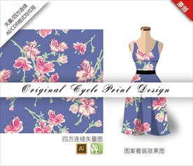 矢量杜鹃四方连续图案