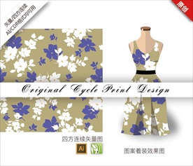 矢量水仙四方连续图案