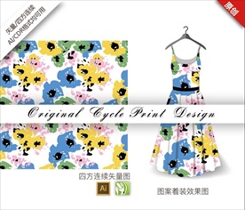 矢量水仙四方连续图案