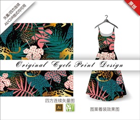 矢量豹子四方连续图案