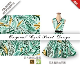 矢量叶子四方连续图案