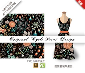 矢量山茶花四方连续