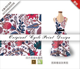 矢量水仙四方连续图案