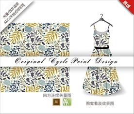 矢量菊花四方连续图案