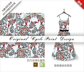 矢量腰果花朵四方连续