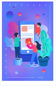 紫色矢量引导页扁平插画海报植物