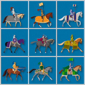 矢量欧洲古代骑士