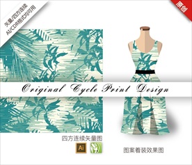 矢量抽象芭蕉叶四方连续