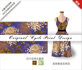 矢量高贵菊花四方连续