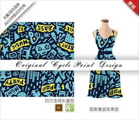 字母拼贴色块四方连续