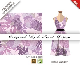 矢量抽象山茶花四方连续