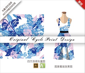 矢量抽象百合四方连续