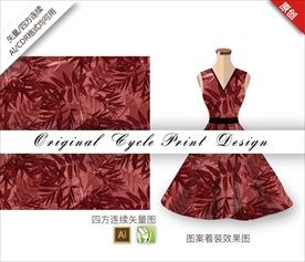 矢量中国风树叶四方连续