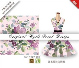 矢量玉兰四方连续图案