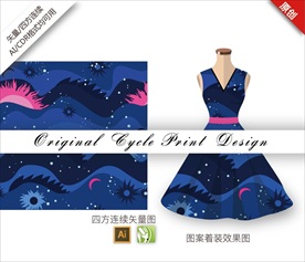 矢量太阳夜空四方连续