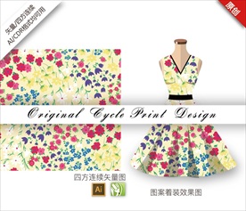 梅花迎春花四方连续