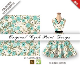 矢量海棠素雅四方连续