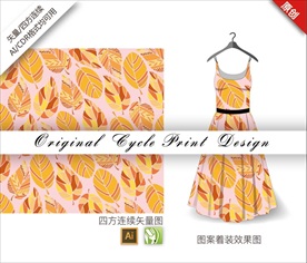 矢量色块树叶四方连续