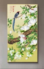原创玄关玉兰喜鹊雅啥兰香装饰画