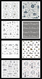 手绘航海建筑物