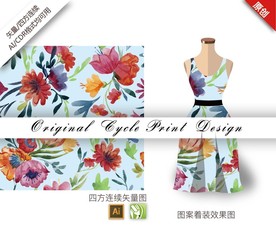 矢量写实金花茶四方连续