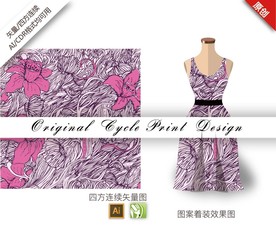 矢量抽象杜鹃花四方连续