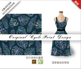 矢量抽象树叶四方连续