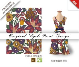 矢量郁金香荷兰菊四方连续