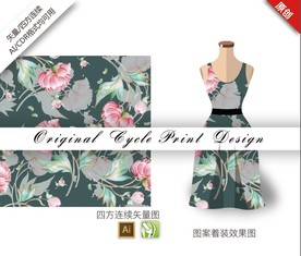 矢量中国风铃兰四方连续