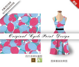 矢量帝王花四方连续图案