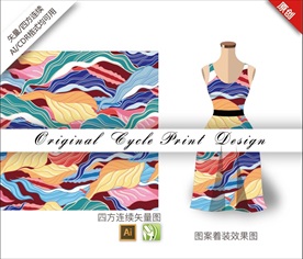 矢量抽象树叶四方连续