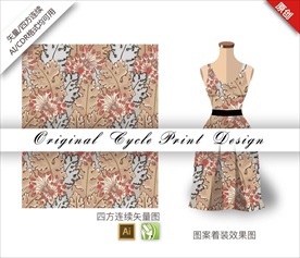 矢量中国风树叶四方连续