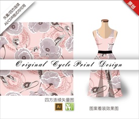 矢量中国风康乃馨四方连续