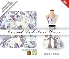 矢量中国风百合四方连续