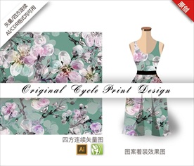 唯美西府海棠四方连续