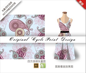 矢量抽象腰果花四方连续