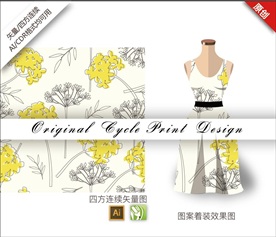 矢量唯美桂花四方连续