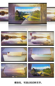 玻璃立方体相框图片转动展示片头