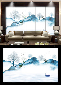 中式山水背景墙